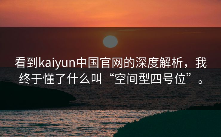 看到kaiyun中国官网的深度解析，我终于懂了什么叫“空间型四号位”。